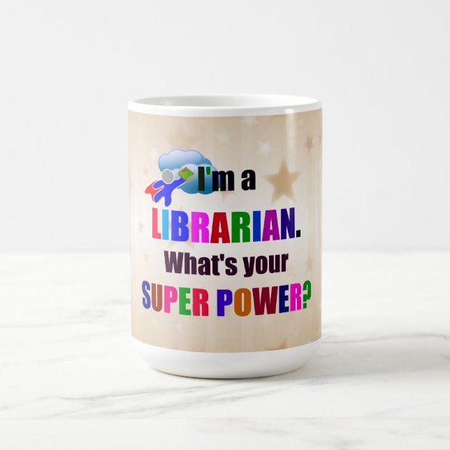 Taza De Café Humor superpoderoso bibliotecario (Centro)