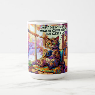 Taza de café humorística con diseño de gato gruñón