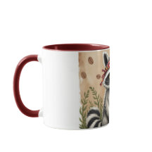 Taza de café humorística con mapache y leyenda