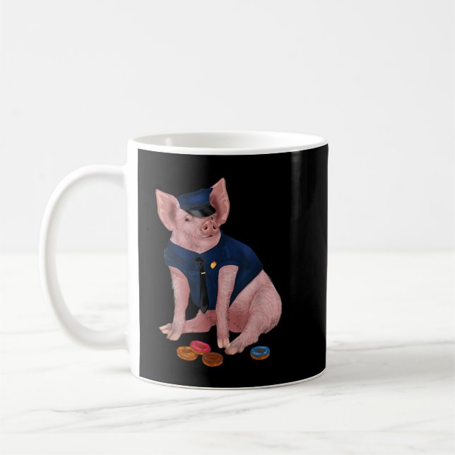 Taza De Café Humorística Policía Monta De Cerdo De Oro Para Pol (Izquierda)