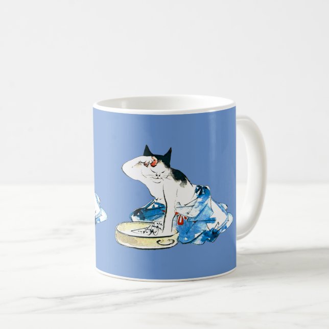 Taza De Café Humorístico baño de gato japonés (Anverso derecho)