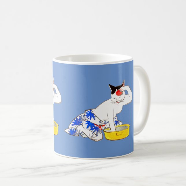 Taza De Café Humorístico baño japonés de gato (Anverso derecho)