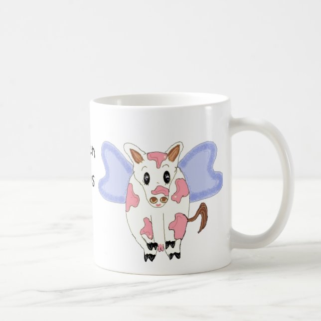 Taza De Café Humorístico cuando las vacas vuelan (Derecha)