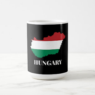 Taza De Café Hungría, silueta y bandera,