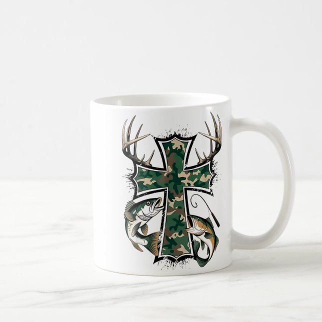 Taza De Café Hunting Fishing Faith - Christian Hunter Fisherman (Derecha)