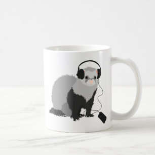 Taza De Café Hurón divertido del amante de la música