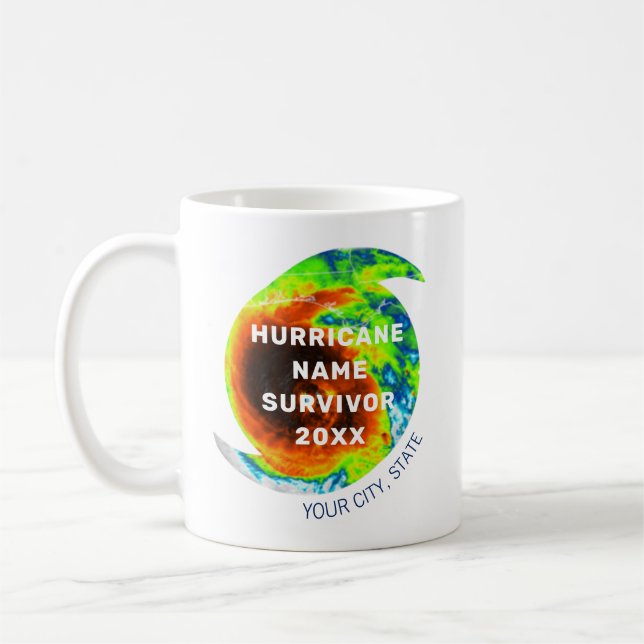 Taza De Café HURRICANO SURVIVOR conmemorativo personalizado (Izquierda)