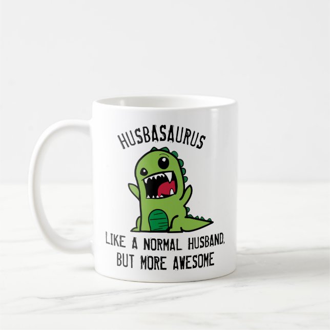 Taza De Café Husband Mug Dinosaur, Husbasaurus Mug, (Izquierda)