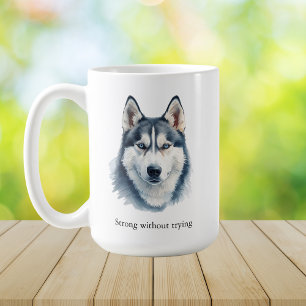 Taza De Café Husky Acuarela + Cita Personalizada