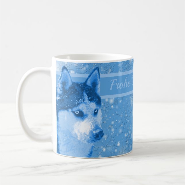 Taza De Café Husky blau Frohe Weihnachten Daddy (Izquierda)