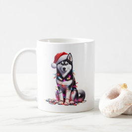 Taza De Café Husky Dog Puppy Navidades