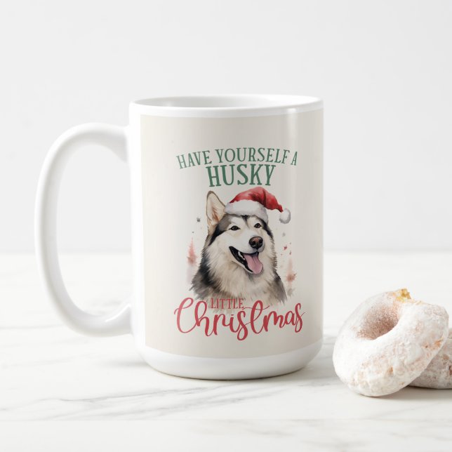 Taza De Café Husky Funny Perro Pun Navidades Café Mug (Con donut)