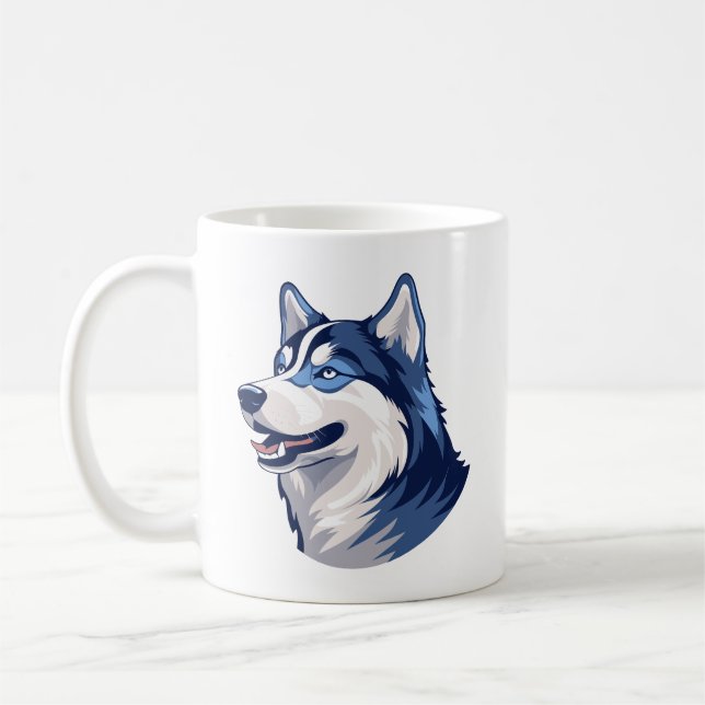 Taza De Café Husky Howlers Husky Dog Power Logo Art (Izquierda)