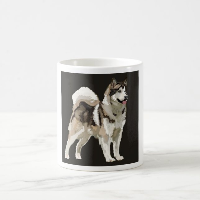 Taza De Café Husky Mug, dibujo del perro de fondo oscuro (Centro)