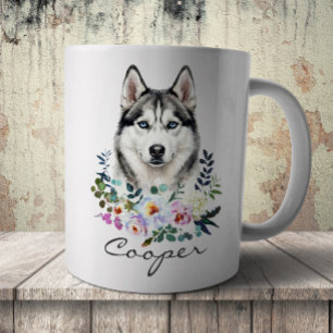 Taza De Café Husky siberiano acuarela