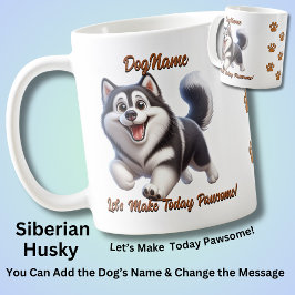 Taza De Café Husky siberiano - Añadir nombre de perro, cambiar 