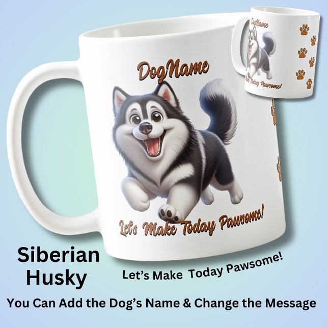 Taza De Café Husky siberiano - Añadir nombre de perro, cambiar  (Subido por el creador)