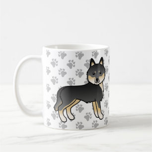 Taza De Café Husky Siberiano de dibujos animados negro y marrón
