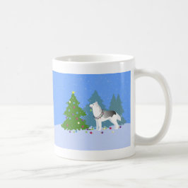 Taza De Café Husky siberiano decorando árbol de Navidad - Bosqu