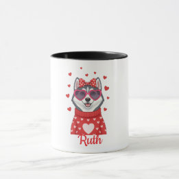 Taza de café Husky siberiano Día de San Valentín 2