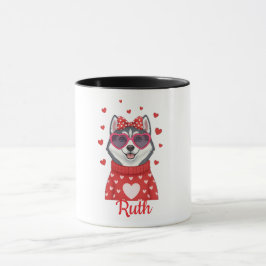 Taza de café Husky siberiano Día de San Valentín 2