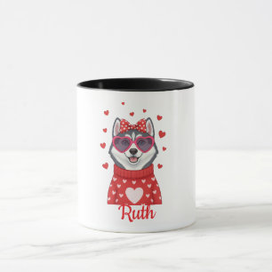 Taza de café Husky siberiano Día de San Valentín 2