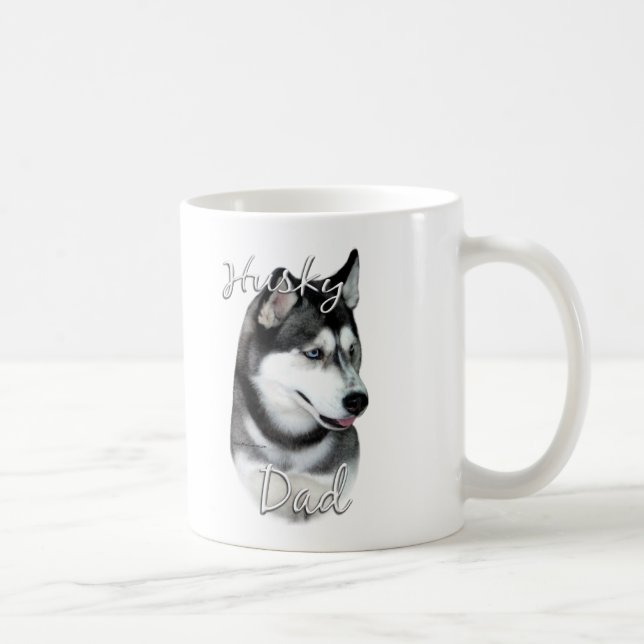 Taza De Café Husky siberiano (negro) papá 2 (Derecha)