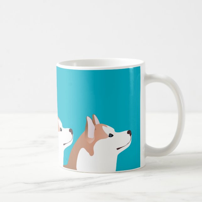 Taza De Café Husky siberiano - Rojo - Diseño de plantilla de ra (Derecha)