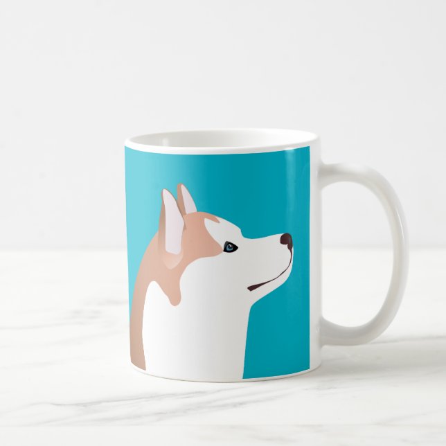 Taza De Café Husky siberiano - Rojo - Diseño de plantilla de ra (Derecha)