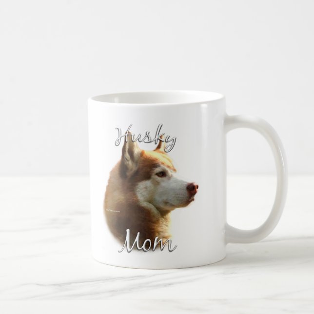 Taza De Café Husky siberiano (rojo) Mamá 2 (Derecha)