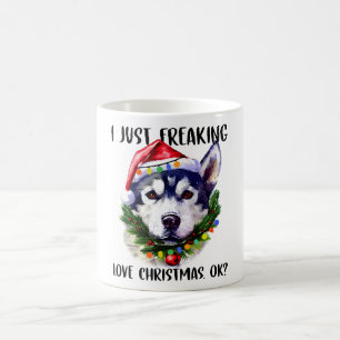 Taza De Café Husky, sólo me asusta el amor de los Navidades.