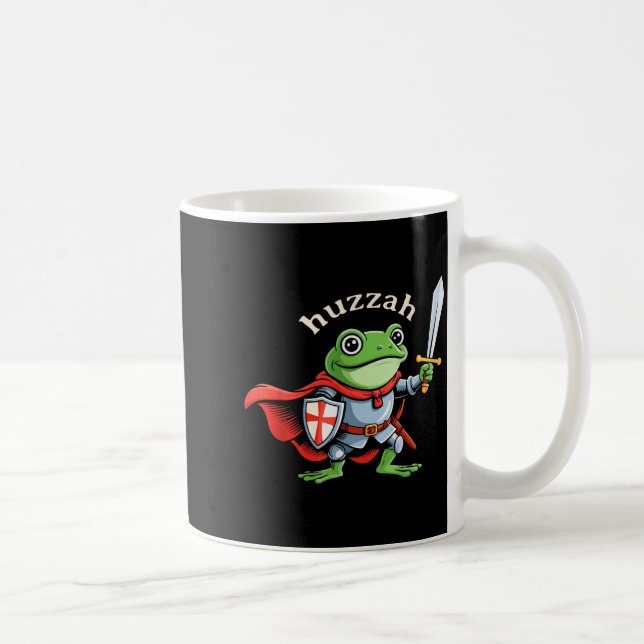 Taza De Café Huzzah Frog Knight Funny Sword Meme Quote Medieval (Derecha)