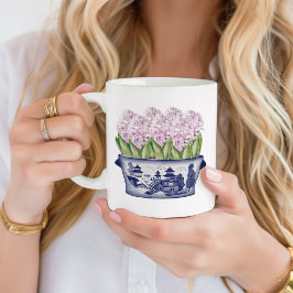 Taza De Café Hyacinths rosados en cerámica de planter Chinoiser