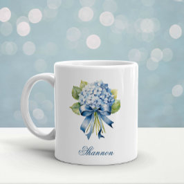 Taza De Café Hydrangea Azul Bouquet Bridesmaid