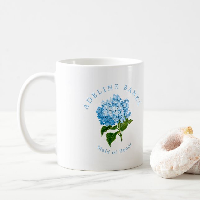 Taza De Café Hydrangea azul Gran doncella de honor (Con donut)