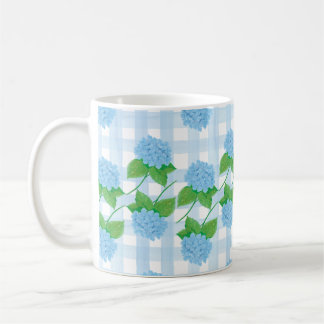 Taza De Café Hydrangea Mug azul y blanco