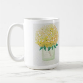 Taza De Café Hydrangeas amarillas en un jarrón