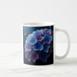 Taza De Café Hydrangeas Floral Púrpura y Azul