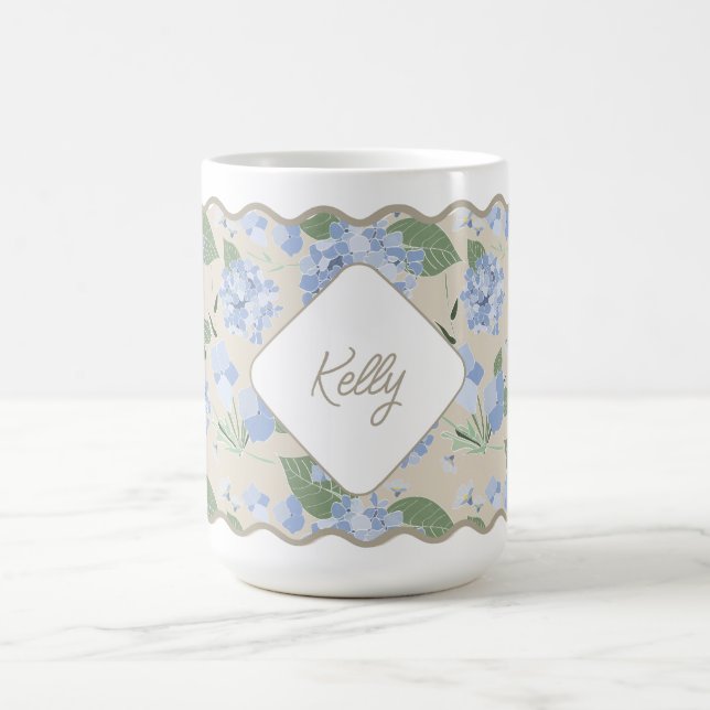 Taza De Café Hydrangeas Girly Delicate Costa Personalizada (Centro)