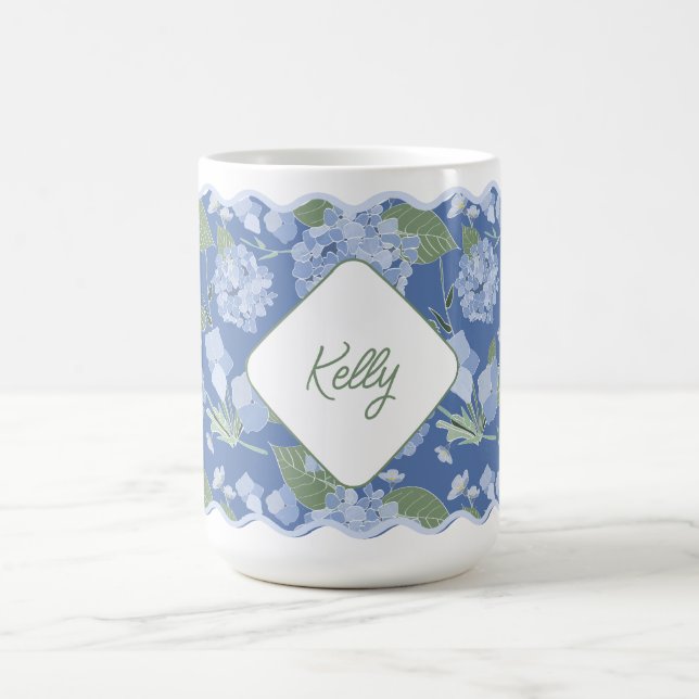 Taza De Café Hydrangeas Girly Delicate Costa Personalizada (Centro)