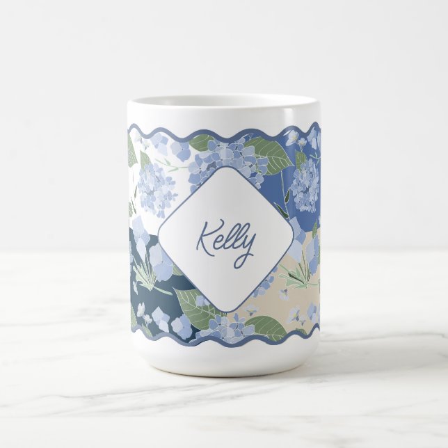 Taza De Café Hydrangeas Girly Patchwork Costa Personalizada (Centro)