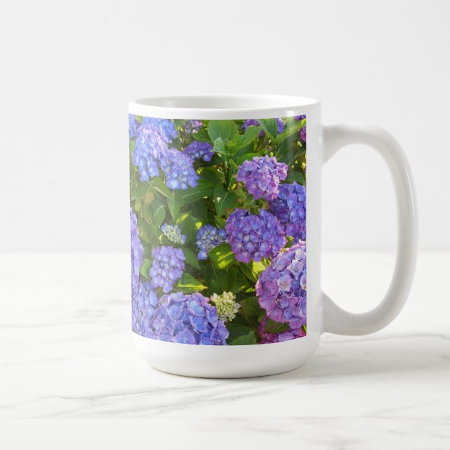 Taza De Café Hydrangeas púrpura y azul (Derecha)