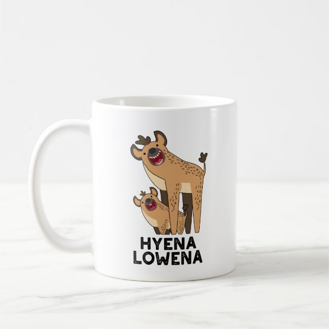 Taza De Café Hyena Lowena Funny Animal Hyena Pun (Izquierda)