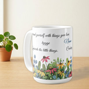 Taza De Café hygge Acuarela de flores silvestres ilustradas col