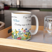 hygge, nombre en flores acuarela Coloridas 15oz