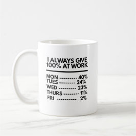 Taza De Café I Always Give 100% At Work Funny Work Quotes Humor
