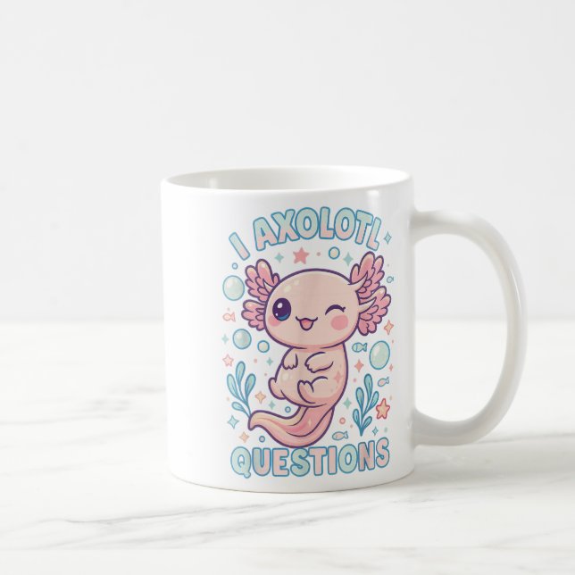 Taza De Café I Axolotl Questions Funny Cute Pun Design  (Derecha)