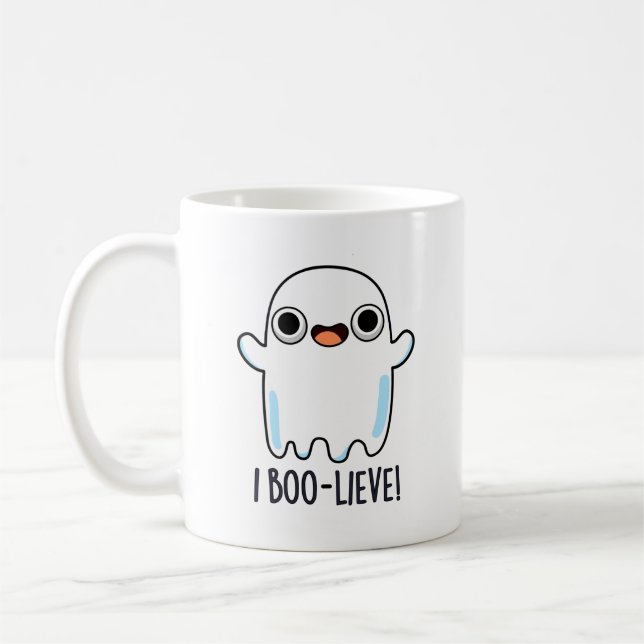 Taza De Café I Boo-lieve Funny Positive Ghost Pun (Izquierda)