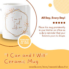 Taza De Café "I Can and Will" Mug in Gold y Pink