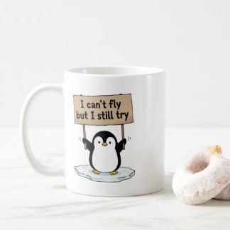 Taza De Café “I can’t fly but I still try” cute penguin